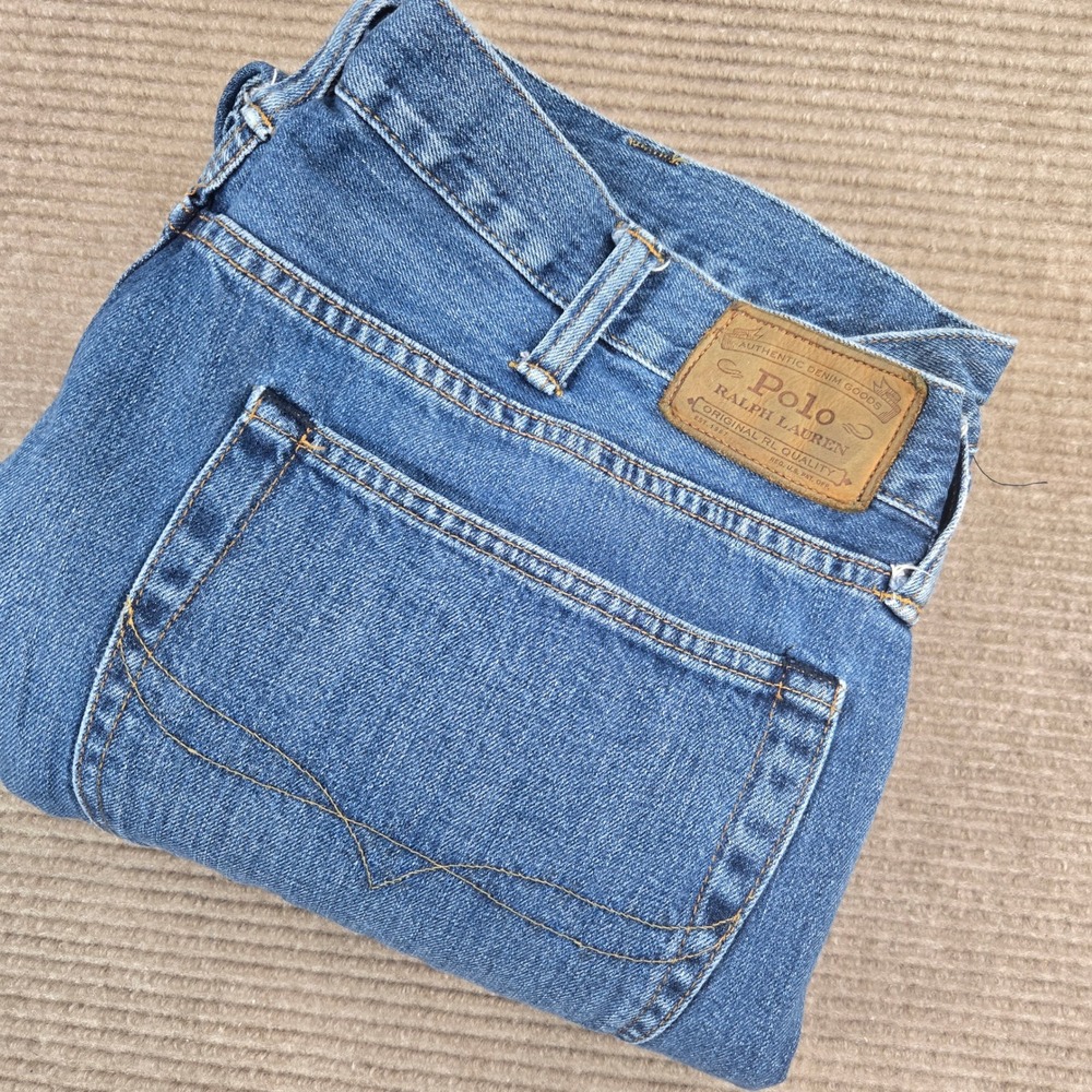 Polo Ralph Lauren Mens 40x32 Blue Hampton Relaxed Straight Leg Denim Jeans